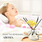 Reed Diffuser Sets Home Fragrance Essential Oil Diffuser Freesia Scent- 7 oz (210 ml) Fragrance Oil Diffuser for Bedroom Bathroom Home Décor Includes Reed Diffuser Sticks, Scented Oils