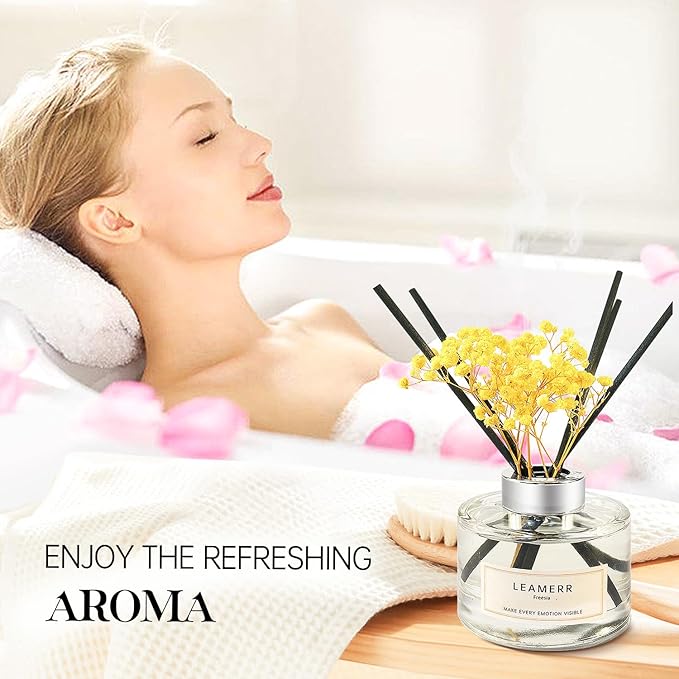 Reed Diffuser Sets Home Fragrance Essential Oil Diffuser Blue Bellflower Scent- 7 oz (210 ml) Fragrance Oil Diffuser for Bedroom Bathroom Home Décor Includes Reed Diffuser Sticks Scented Oils