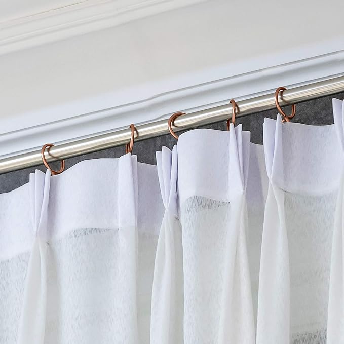 Hotop 60 Pieces 1.26 Inch Metal Drapery Curtain Rings Curtain Hanging Rings and 60 Pieces Metal Drapery Pin Hooks for Drapes Window Door Shower (Bronze)