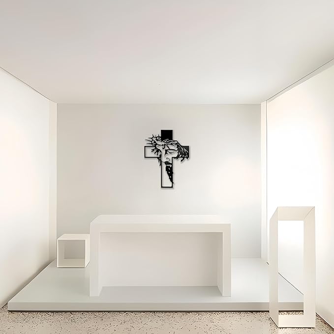 Black Jesus Crosses Wall Decor Crosses Metal Wall Art Suitable For Christmas Religious Home Living Room Wall Sculptures Rustic Church Decor Baptism Gift Ideas 9.84 * 12.59" in