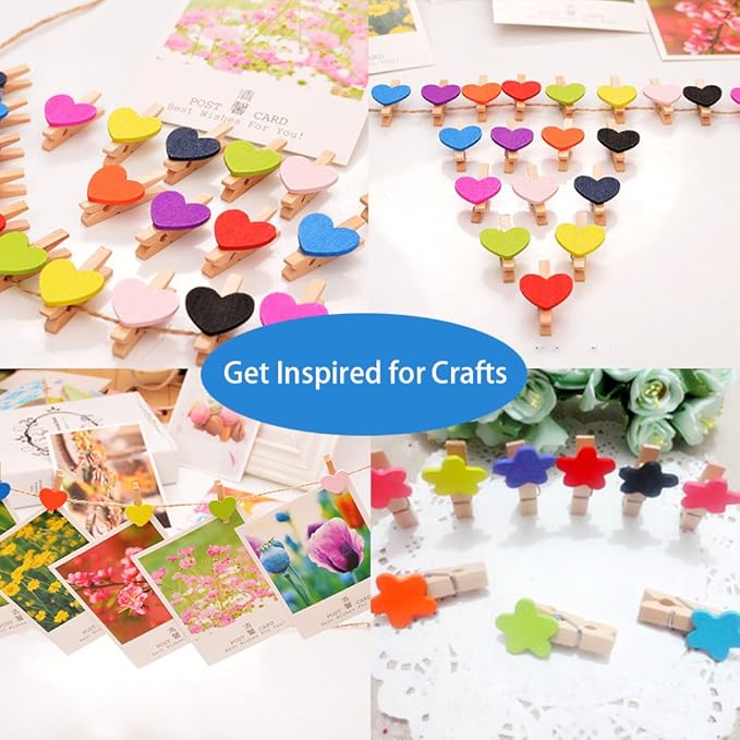 CCINEE Cute Wooden Clothespins Natural Craft Peg Pins Sturdy Mini Pins Clips, 1 Inch, 72 Pieces in Total