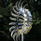 Unique and Magical Metal Windmill, 3D Wind Kinetic Sculpture, Wind Spinner Solar, Lawn Solar Wind Spinners for Yard and Garden, Wind Catchers Metal Outdoor Patio Decoration (1 PCS -Silver)