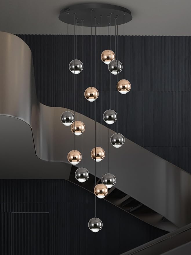 Chandeliers for Dining Room Flush Mount Dimmable Round Ceiling Light for Living Room 15 Lights Crystal Raindrop Chandelier D24''xH118''