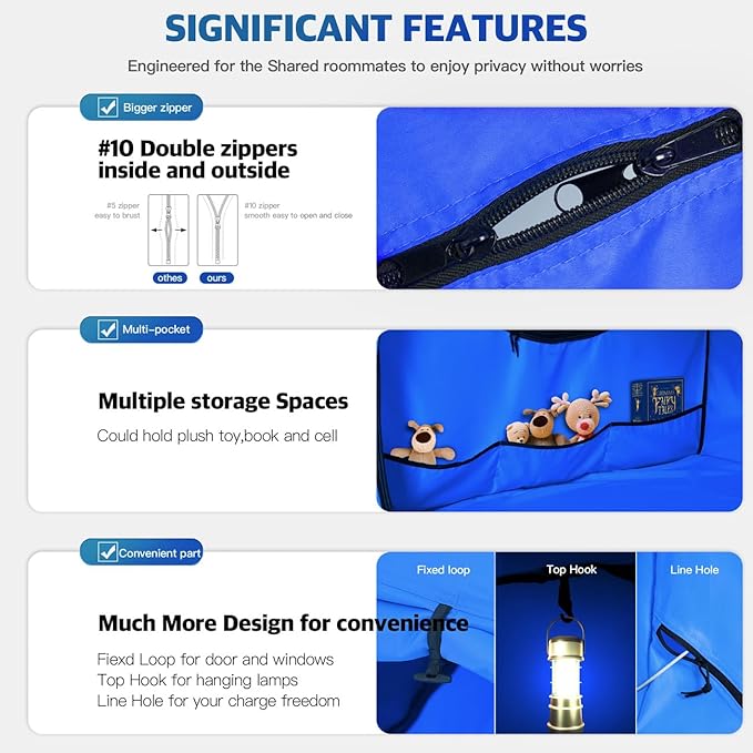 Bed Tent,Portable Privacy Sleeping Bed Canopy,Blackout 90% Drapes for Kids and Adult,Indoor Space Tent with Breathable Large Mesh Windows