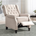 CANMOV Push Back Recliner Chair,Accent Chair,Mid Century Wingback Recliner, Fabric Push Back Recliner Chair Single Armchair Sofa with Rivet Decoration, Button-Tufted Back for Living Room, White