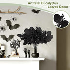 40 Pcs Artificial Black Eucalyptus Stems, Fake Eucalyptus Leaves Branches Bouquet for Flower Arrangement DIY, Black Silk Flowers for Home Halloween Farmhouse Decor