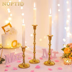Nuptio Gold Candle Holders for Candlestick: Set of 6 Tall Taper Candle Stick Holders for Fall Thanksgiving Christmas Living Room Fireplace Dinner Table Cafe Table Decor