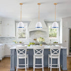 Coastal White Pendant Light Metal Dome Kitchen Island Pendant Lighting with Chain 10in Large Pendant Hanging Light Over Dining Table, Beach Ceiling Pendant Lights for Entryway Hallway