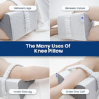 Knee Pillow for Side Sleepers,Knee Pillow,Leg Pillow for Side Sleeping,Memory Foam Support Ergonomic Pillow with Cover and Adjustable Straps,Smooth Spine Alignment Pillow,White/Gray