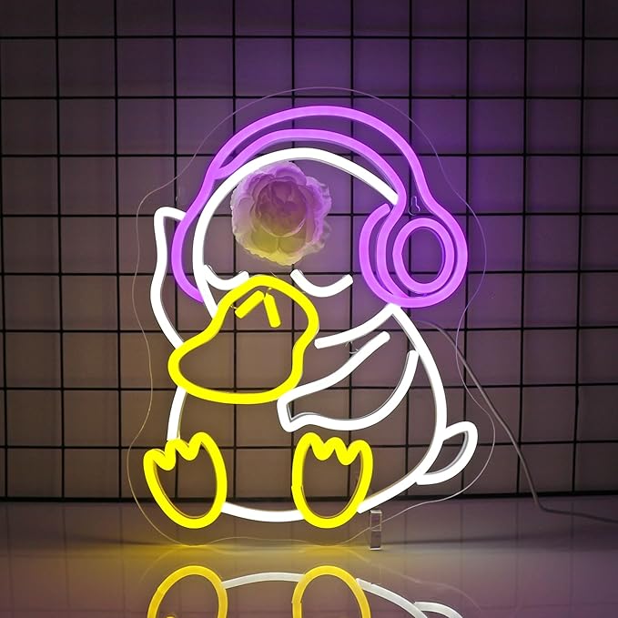 Neon Sign - Duck LED Neon Signs for Wall Decor, Cute Animal Light Up Sign for Bedroom, Party, Bar, Game Room & Kids Room Decor