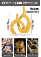 WUBIANJIE Yellow Ceramic Vase - Modern Boho Decor, Mustard Yellow, Round, Anti-Slip Base, Perfect for Living Room, Bedroom, Bathroom