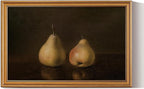 HUARCEY Gold Framed Vintage Wall Art for Living Room, Pear Fruits Painting Prints Shelf Decor for Kitchen, Aesthetic Bedroom Wall Art Decor, Christmas Gift for Friends or Family (Two Pears 16"x24")