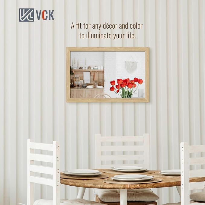 VCK 14x22 Picture Frame Set of 3 - Oak, Natural Solid Wood Poster Frames, Wall Gallery Frame