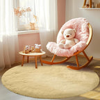 Beige Round Rug for Bedroom: 4x4Feet Soft and Fluffy Area Rug for Living Room- Round Furry Plush Carpet for Bedroom- Shag Rugs for Dorm, Home Decor