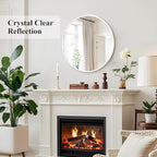 Fabuday White Circle Mirror for Wall 24 inch - Round Mirror for Bathroom, Entryway, Living Room, Hallway, Vanity Decor, Big Matte Metal Frame Mirrors