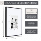 Camden Reed Arcadia 8 Piece Oversized Gallery Wall Frame, 16x20 and 16x16 Inch Matted Frames for Featuring 8x10 and 5x7 Inch Photographs or Art Prints, Black Finish