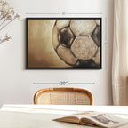 Elephant Stock Worn Soccer Ball Wall Art - Horizontal Framed Canvas - 1-Piece Living Room Wall Decor - Photography sports Canvas Print - Brown and Gray Decor for Wall - 25" X 17"