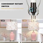 Pink Ceramic Table Lamp with Flower Lampshade, 23" Cute Ceramic Bedside Lamp with Ginger Jar Design, Modern Living Room Lamps Set 2, Elegant Bedroom Lamps for Nightstand Desk Side Home Decor