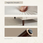 Mid-Century Accent Chair,Modern Linen Fabric Armchair for Living Room,Comfy Upholstered Reading Accent Chairs for Bedroom,Single Sofa Chair with Wood Legs (Beige, 2 Pack)