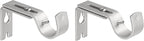 Amazon Basics Heavy Duty Adjustable Curtain Rod Wall Bracket Hooks for 1 Inch Rod, Set of 2, Silver Nickel