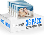 TWING 36 Pack 4x6 Acrylic Picture Frames Bulk, 10+10MM 4 By 6 Magnetic Acrylic Photo Frame Horizontal Magnet Double Sided Magnetic Frames Set, 6 x 4 Clear Picture Frames Block Picture Frame Desktop Display,Gift