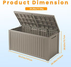200 Gallon Lockable Resin Deck Box, Waterproof & UV-Resistant Outdoor Storage Box for Outdoor Cushion Storage, Garden Tools & Pool Accessories Storage, Gray