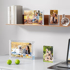 3 Pack Acrylic Picture Frames 5x7, 20%thicker Free Standing Desktop Display,Strong Magnetic Photo Frame, Double Sided Clear Picture Frames , Frameless Standing Desktop Frame for Home, Office, Gift Ready