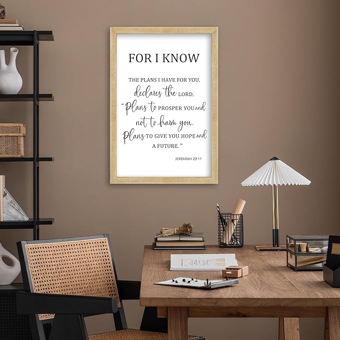 For I Know The Plans I Have for You Wall Decor 24"×16" Jeremiah 29 11 Sign Large Wood Framed Wall Hanging Art (Wood)