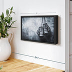 ElephantStock Boxing Gloves Wall Art - Horizontal Framed Canvas - 1-Piece Living Room Wall Decor - Photography Sports Canvas Print - Black and Gray Decor for Wall - 13" X 9"