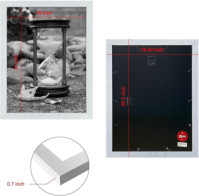VCK 18x24 Poster Frames 3 Pack White MDF Wood and Polished Plexiglass Frame,Display Pictures in Horizontal and Vertical…