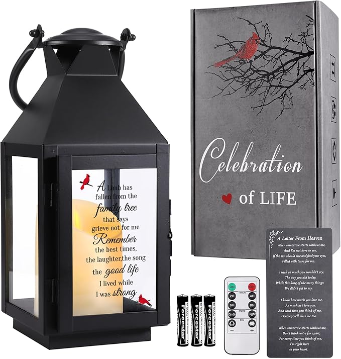 Memorial Lantern, Sympathy Gifts for Loss of Mom/Loved One, Bereavement Gifts, in Memory of Loved One Lantern,Celebration of Life, Memorial Gifts, Funeral Lantern,A Limb has Fallen from The Family..