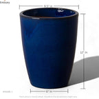 Emissary Bullet 9.5 in. Blue Ceramic Round Planter (9.5 in. L x 9.5 in. W x 12 in. H) with Drainage Hole