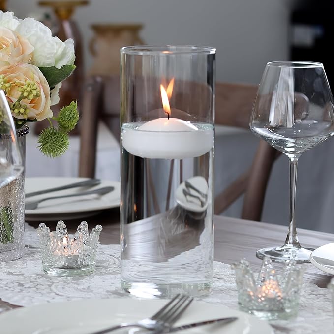 WDHODEC Hurricane Candle Holders for Pillar Candles, Clear Glass Cylinder Vases for Flowers, Votives for Wedding Party Centerpieces 10" 7.8" 6" Set of 9