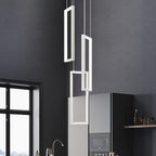 Modern Kitchen Pendant Light Fixture White 40W LED Pendant Light 3 Rings Rectangle Chandelier Pendant Lighting for Kitchen Island Living Room Dining Room Bedroom