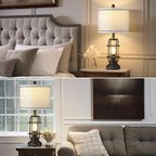 26" Modern Lamp for Living Room, Industrial 3-Way Dimmable Beside Table Lamp with USB A+C Charging Ports & AC Outlet, Touch Control Beside Lamp LED Night Light for Bedroom Single(2 Bulbs Included)