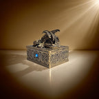 Dragon Statue Jewelry Box - Medieval Fantasy Myth with Cover Treasure Box, Dragon Statue Decoration Collection Gift Box (Antique Bronze)