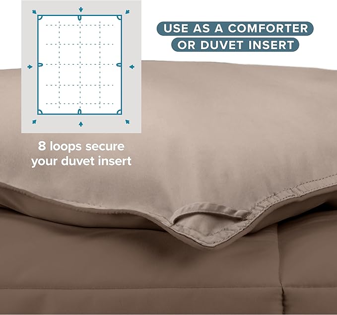 Bare Home Twin/Twin Extra Long Comforter - Reversible Colors - Goose Down Alternative - Ultra-Soft - Premium 1800 Series - All Season Warmth - Bedding Comforter (Twin/Twin XL, Cocoa/Taupe)