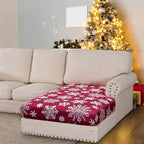 H.VERSAILTEX Christmas Sofa Slipcover Fleece Stretch Chaise Cover Sectional Couch Covers for L Shaped Sofa Both Left/Right Snowflakes Sofa Cover for Christmas (1 Piece Chaise Cover, Snowflakes)