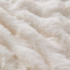 Lotus Karen Faux Fur Throw Blanket Cream White - Big Bubble Rabbit Fluff Blanket for Couch, Small Fluffy Fuzzy Cozy Blanket, Thick Furry Plush Shaggy Blankets, 50x60 Inches