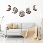 Jetec 5 Pcs Moon Phase Wall Art Decor Wall Pediments Hanging Wooden Moon Phase Spiritual Bedroom Nordic Boho Lunar Aesthetic Art for Living Room Dorm Apartment Bar Ornament(Dark Brown,15.75 Inch)