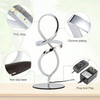 Mayful Modern Table Lamp with LED Spiral Design, Bedside Lamp with Stepless Dimming Switch, Contemporary Nightstand & Chrome Table Lamp for Bedroom, Living Room, Home Office, 12W 3200K Warm White