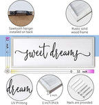 Sweet Dreams Over Bed Wall Decor 32"×12" for Master Bedroom Above Bed Wood Framed Wall Art Sign (White)