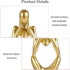 Sandstone Resin Thinker Style Abstract Sculpture Statue Collectible Figurines Home Office Bookshelf Desktop Decor (Small Gold, Focus)