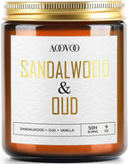 AOOVOO Sandalwood Oud Candle - Sandalwood Candle, Scented Candles, Soy Candles for Home Scented, 9oz