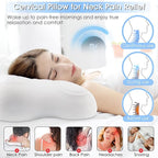 Cervical Neck Pillow for Side Sleeping: Ergonomic Neck Support Contour Bed Pillow - Memory Foam Pillows, Standard, White, LYM012