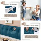 Large Triangular Headboard Pillows Long Backrest Positioning Support Bolster Cushion for Daybed Fluffy Quality Plush Body Wedge Pillow with Removable Cover(Navy blue-Queen-59x8x20in)