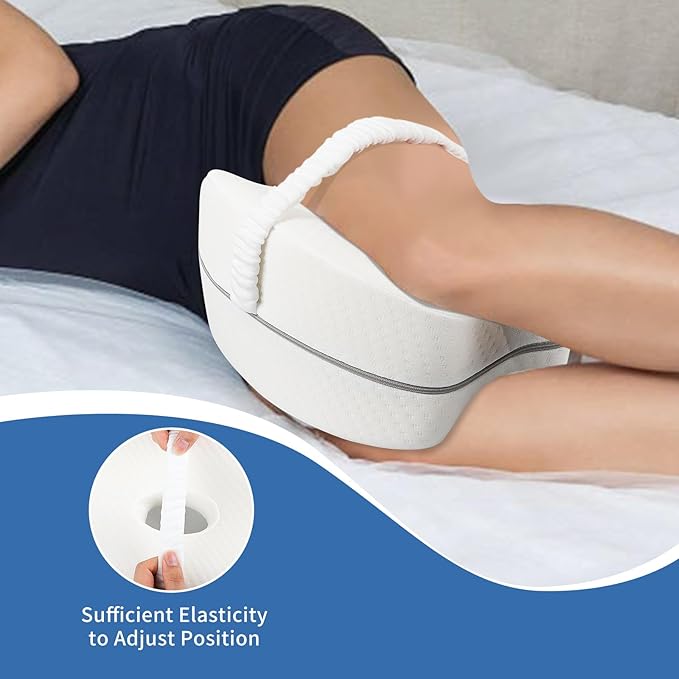 Knee Pillow for Side Sleepers, Knee Pillow - Soothing Pain Relief for Sciatica, Back, HIPS, Knees, Joints Pain, Memory Foam Leg Pillow Pregnancy Pillow Removable and Washable Cover (white)