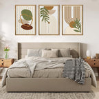 Large Sage Green Boho Wall Art Set Abstract Modern Geometric Wood Wall Decor Mid Century Neutral Artwork Bohemian Art Decor for Living Room Bedroom Office-16x24Inch x3