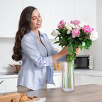 Thenshop 10 Pcs Glass Flower Vases for Centerpieces 8.4" Tall Modern Style Vase Bulk for Bouquet for Home Wedding Party Table Decor House Gifts(Iridescent)