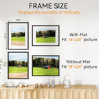 IBUYKE 18x24 Picture Frame,Solid Oak Wood 18x24 Photo Frame with Mat to 16x20,18x24 Picture Frames With Tempered Glass,Wall Mount Display,Home Decor,Black Oak 24 x 18 Frame,UWPF1824B